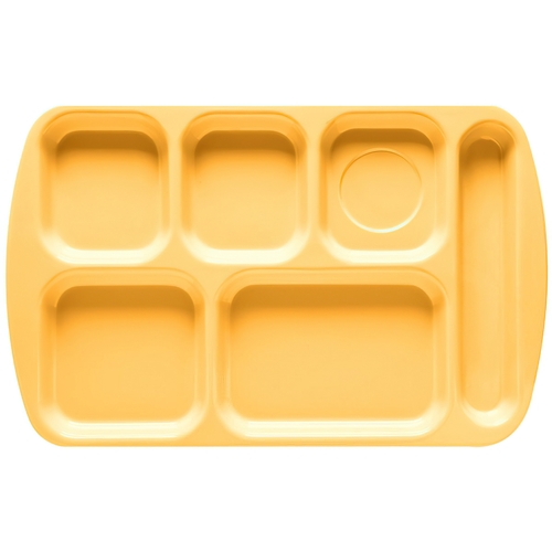 GET TR-151-BY Bright Yellow Plastic 15.5" x 9.8" 6-Compartment School Tray