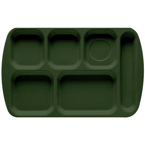 GET TR-151-HG Hunter Green Plastic 15.5" x 9.8" 6-Compartment School Tray
