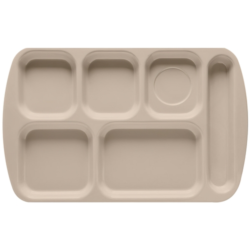 GET TR-151-S Sandstone Plastic 15.5" x 9.8" 6-Compartment School Tray