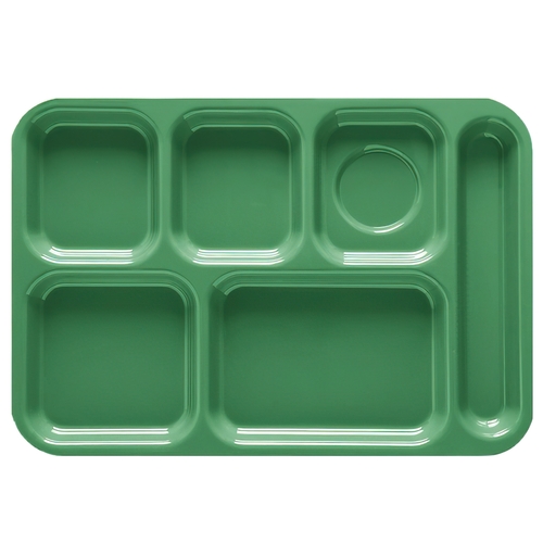 GET TR-152-FG Rainforest Green 14.4" x 9.8" 6 Compartment Cafeteria Tray