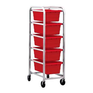 Quantum Food Service TR5-2516-8RD 61" Aluminum Mobile Tub Rack w/ Red Cross Stack Tubs
