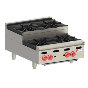 Wolf Commercial AHP424U 24" W Countertop Gas Achiever 4 Burner Step-up Hotplate