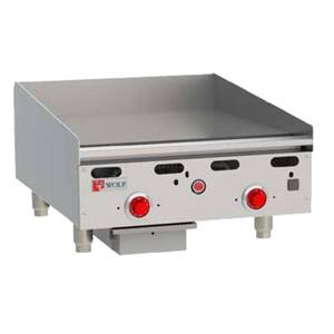 Wolf Commercial ASA24 24"W x 24" Heavy Duty Thermostatic Countertop Gas Griddle