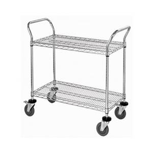Quantum Food Service WRC-1848GY-2 48x18x37-1/2 Gray Epoxy (2) Wire Shelf Utility Cart