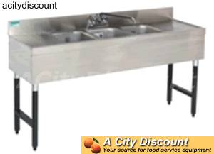 Supreme Metal SLB-63C 3 Compartment Bar Sink w/ Two 18" Drainboards
