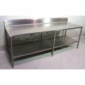 Used 96" Stainless Prep Utility Work Table w/ Back Splash