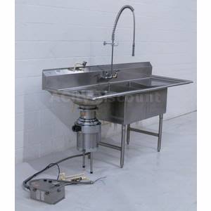 Used In-Sink-Erator SS200 2 Compartment Commercial Sink w. DB & Garbage Disposal 