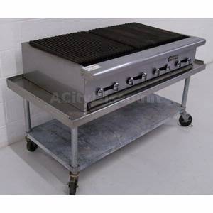 Used American Range Commercial 48" Char Grill w/ Stainless Equip Stand 