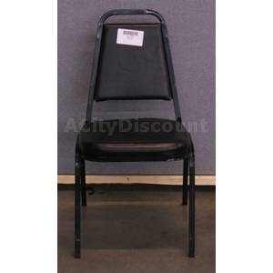 Used Black Metal Frame Vinyl Stackable Restaurant Chair