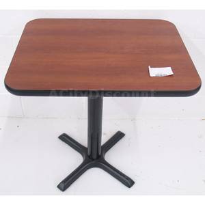 Used 30"x 24" Wood LaminateTable W Black Metal Base