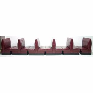 Used Burgundy Cushioned Booth Set 2 Single / 5 Double 