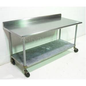 Used Advance Tabco Commercial Kitchen Mobile S/s 72" Prep/ Work Table 
