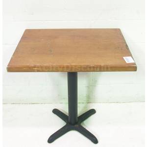 Used Rectangular Brown Wood Table w Black Metal Base 30" x 24"