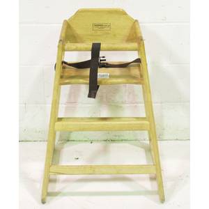 Used 29" High Light Brown Wood Childrens High Chair