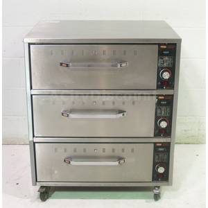 Used Hatco HDW-3 StainlessThree Drawer Full Pan Bread Warmer