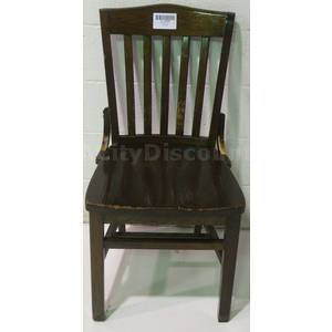 Used Restaurant Dining Dark Wood Slat Back Chair