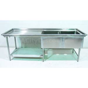 Used Large Stainless Work Station Table W 2 Compartment Sink