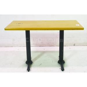 Used Brown Wood Dining Table w Black Metal Bases 48" x 24"
