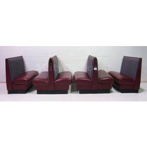 Used Booth Pkg 2 Singles 2 Doubles Burgundy / Blue Stripe Cushion