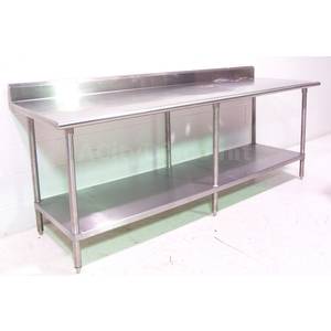 Used Advance Tabco KMS-308 96" Restaurant Stainless Kitchen Work Table w Undershelf