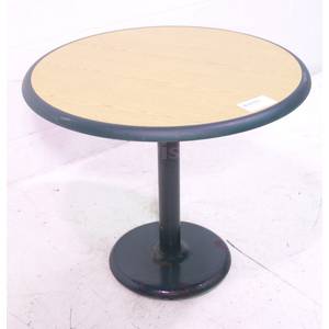 Used 36" Wood Grain Laminate Round Table W Metal Base
