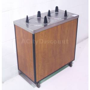 Used Mobile Wood Panel 9" Plate Storage Cart W S/s Top