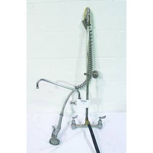 Used T&S Brass Commercial Pre Rinse Hose W Faucet