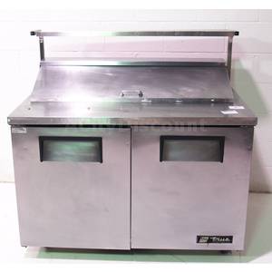 Used True TSSU-48-12 2 Dr Sandwich Salad Prep Top Cooler w Overshelf