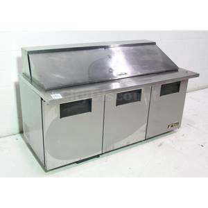 Used True TSSU-72-30M-B 3 Door Pizza Deli Sandwich Prep Top Refrigerator Cooler 
