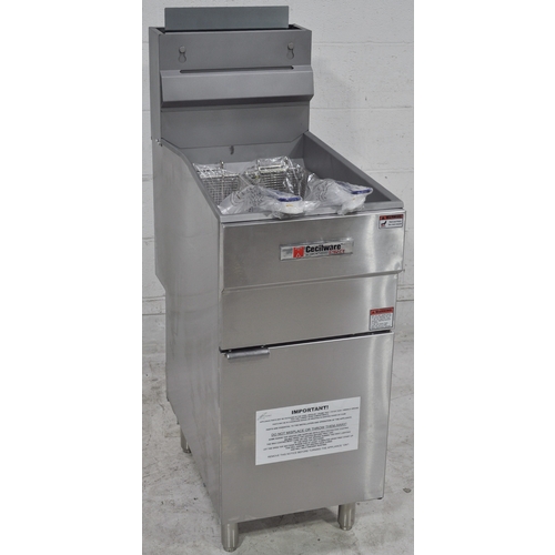 Used Grindmaster-Cecilware FMS504LP 50 lb. Floor Model S/s LP Gas Fryer w/ (4) Burners 120 kBTU