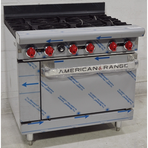 American Range AR-6 - Display Item - 6 Burner Restaurant Range with Standard Oven, Stub Back