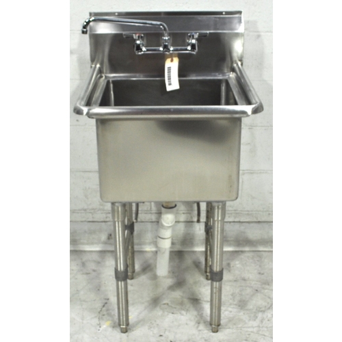 Used BK Industries BKS-1-18-12 18"x18"x12" One Compartment Sink w/ S/s Legs and Faucet 