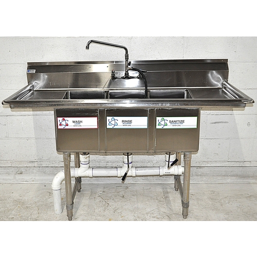 Used KTI ECS3SM2D ECS3SM-2D Sink, (3) Three Compartments w/ Faucet 