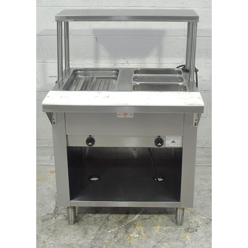 Used Advance Tabco SW-2E-120-BS Hot Steam Table with Two Wells & Over shelf