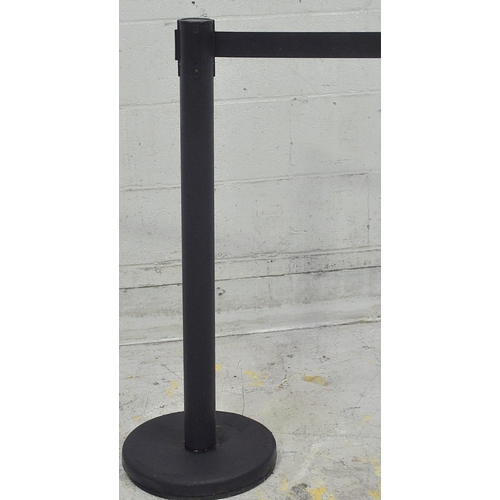 Used Black Crowd-Control Stanchion with Retractable Belt