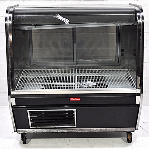 Used Howard McCray SC-CMS32E-4C-BE-LED 50" Refrigerated Red Meat Display Case Curved Glass Black