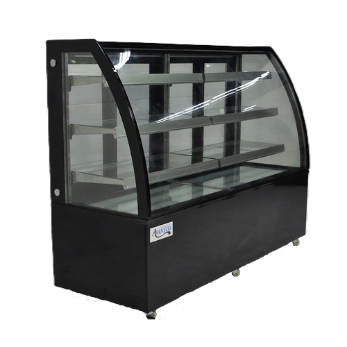 Used Avantco 193BCTD72B 72" Black 3-Shelf Curved Glass Dry Bakery Display Case