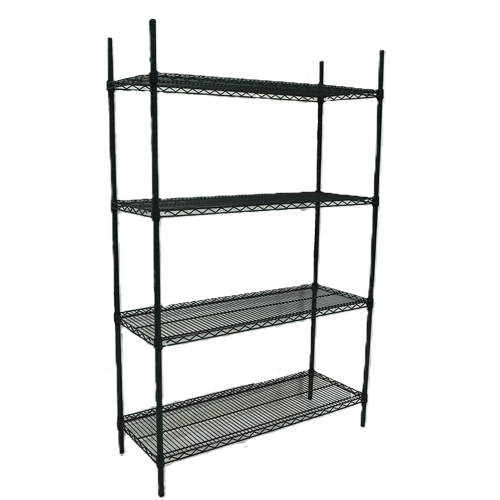 Used Four Shelf Green Epoxy-Coated Wire Rack