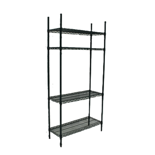 Used Four Shelf Green Epoxy-Coated Wire Rack