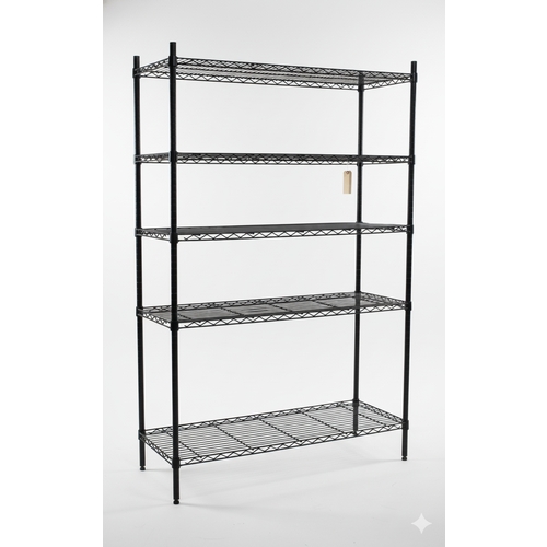 Used 18 x 48 Five Shelf Black Epoxy-Coated Wire Rack