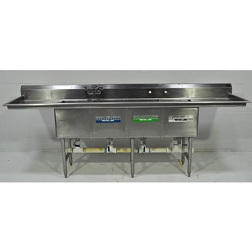 Used Stainless Steel 4 Comp Commercial Sink w/ 2 Drainboards