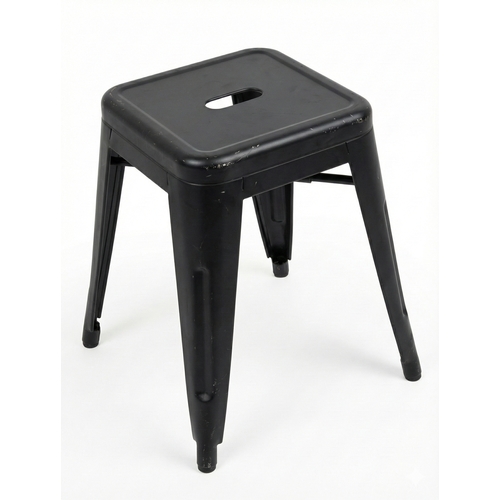Used 18" Black Metal Backless Industrial Bar Stool