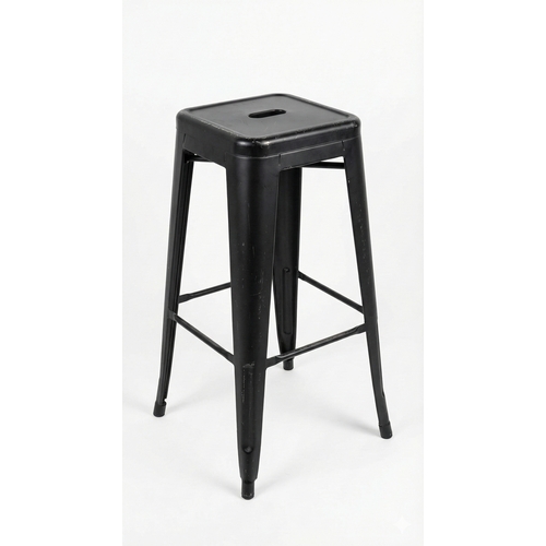Used 30" Black Metal Backless Industrial Bar Stool