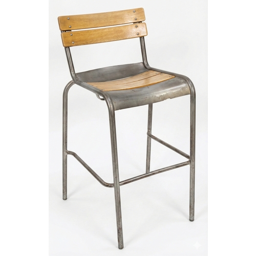 Used Wooden Bar Chair - 21 x 21 x 41 - High-Back Slat Design