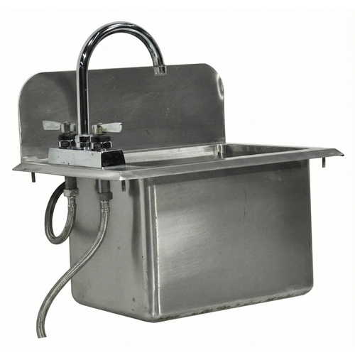 Used Drop-in Hand Sink W/ Gooseneck Faucet and Right Splashguard