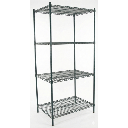 Used 4-Tier Green Epoxy-Coated Wire Rack