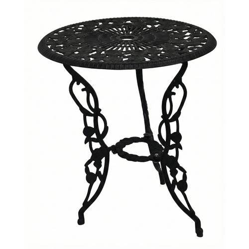 Used Black Metal Bistro Table with Rose Motif