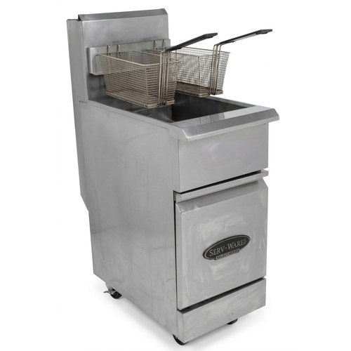 Used Serv-Ware SS-SGF-40N 40 lb. Natural Gas Floor Fryer - 90k BTU