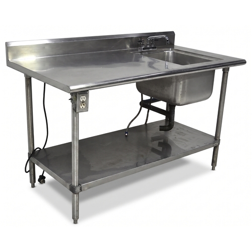 Used Stainless Steel Work Table 30"x60" w/ 16"x20" Sink