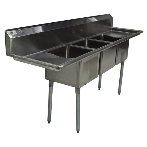 Used Regency Service Carts 600S31717218 91" 3-Compartment Sink w/ 18" Drainboards